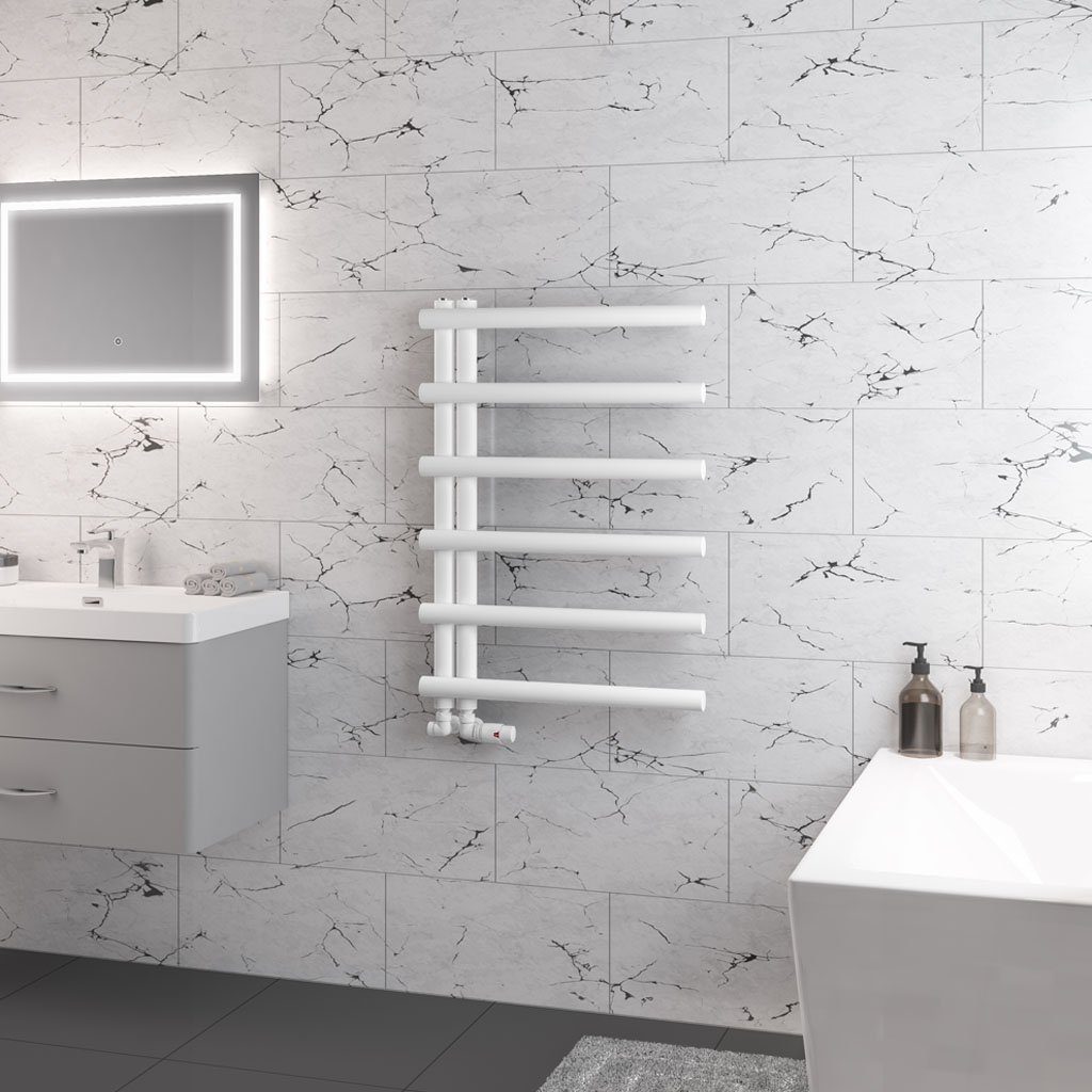 Eastbrook Marlow E-Style Designer Heated Towel Rail – Matt White - 850mm x 600mm
