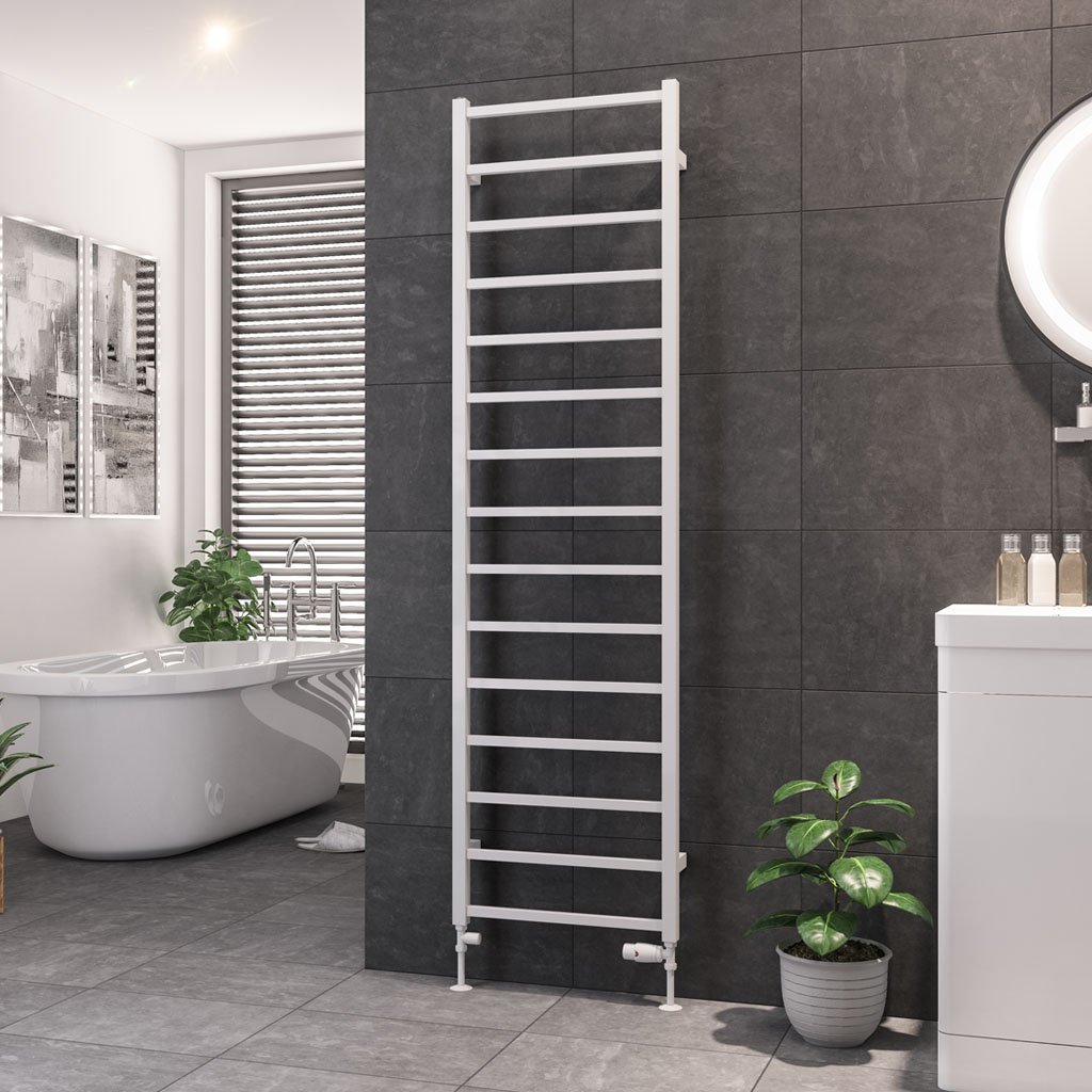 Eastbrook Tuscan Square Straight Heated Towel Rail – Gloss White - 1800mm x 500mm