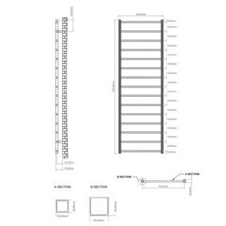 Eastbrook Tuscan Square Straight Heated Towel Rail - Chrome - Image 14