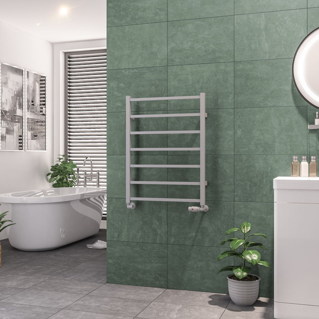 Eastbrook Tuscan Square Straight Heated Towel Rail – Matt Grey - 800mm x 600mm