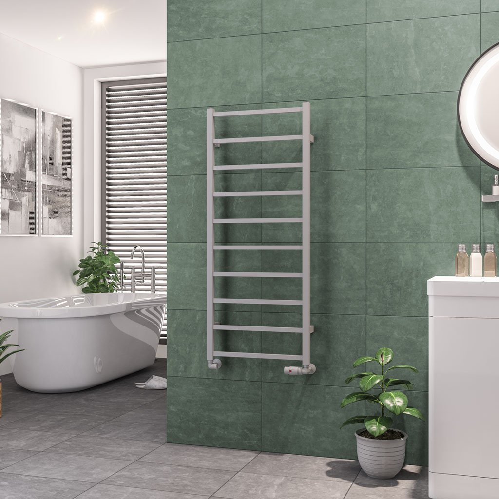 Eastbrook Tuscan Square Straight Heated Towel Rail – Matt Grey - 1200mm x 500mm