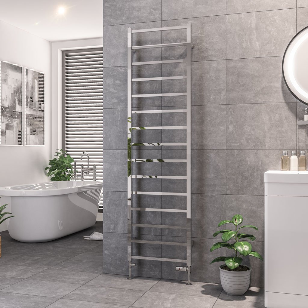 Eastbrook Tuscan Square Straight Heated Towel Rail – Chrome - 1800mm x 500mm