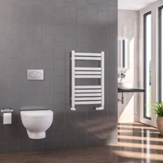 Eastbrook Defford Designer Straight Heated Towel Rail - Gloss White - Image 2
