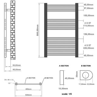 Eastbrook Defford Designer Straight Heated Towel Rail - Matt Anthracite - Image 4