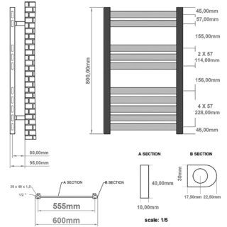 Eastbrook Defford Designer Straight Heated Towel Rail - Matt Anthracite - Image 10