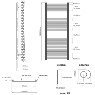 Eastbrook Defford Designer Straight Heated Towel Rail - Matt Anthracite - Image 11