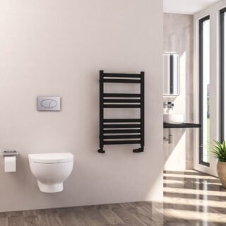Eastbrook Defford Designer Straight Heated Towel Rail - Matt Black - Image 2