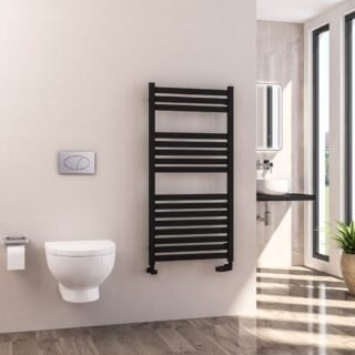 Eastbrook Defford Designer Straight Heated Towel Rail - Matt Black - Image 7