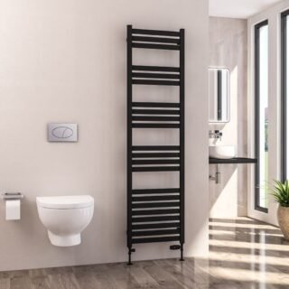 Eastbrook Defford Designer Straight Heated Towel Rail - Matt Black - Image 8