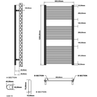 Eastbrook Santero Designer Heated Towel Rail - Gloss White - Image 5