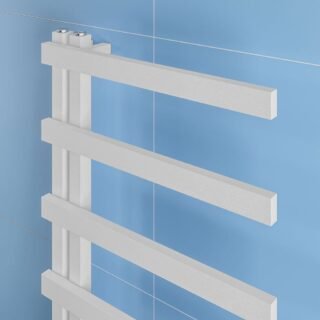 Eastbrook Platani Designer Straight Heated Towel Rail - Matt White - Image 2