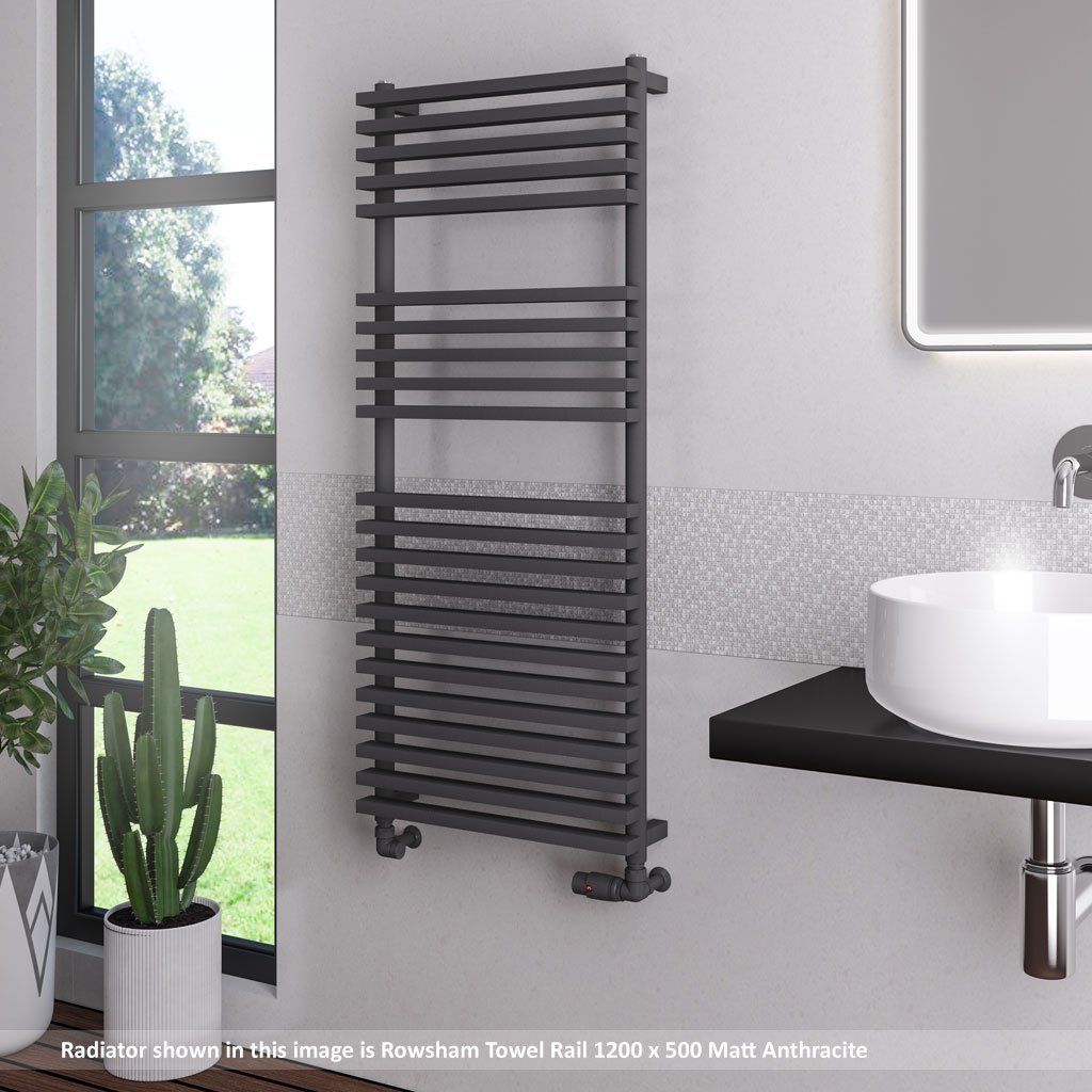 Eastbrook Rowsham Designer Heated Towel Rail – Matt Anthracite - 1200mm x 600mm