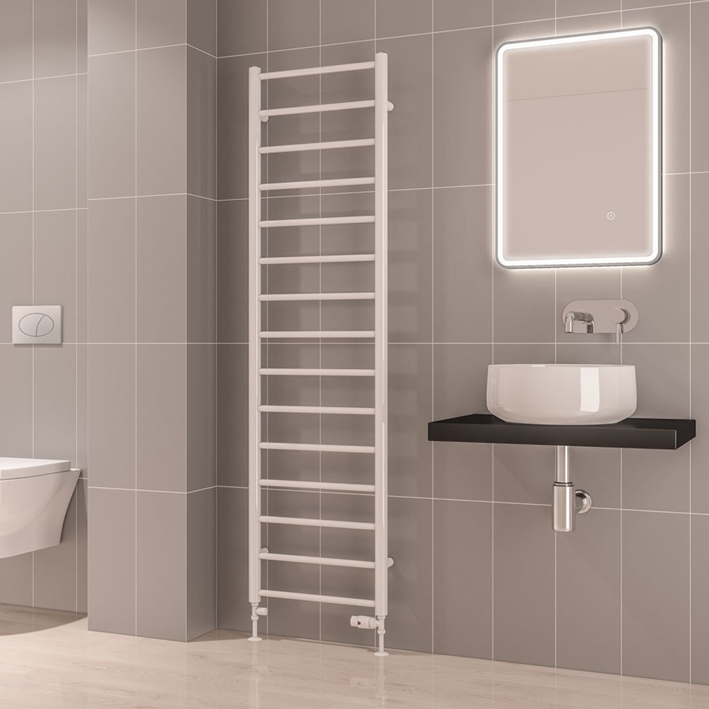 Eastbrook Tuscan Round Straight Heated Towel Rail – Gloss White - 1800mm x 500mm