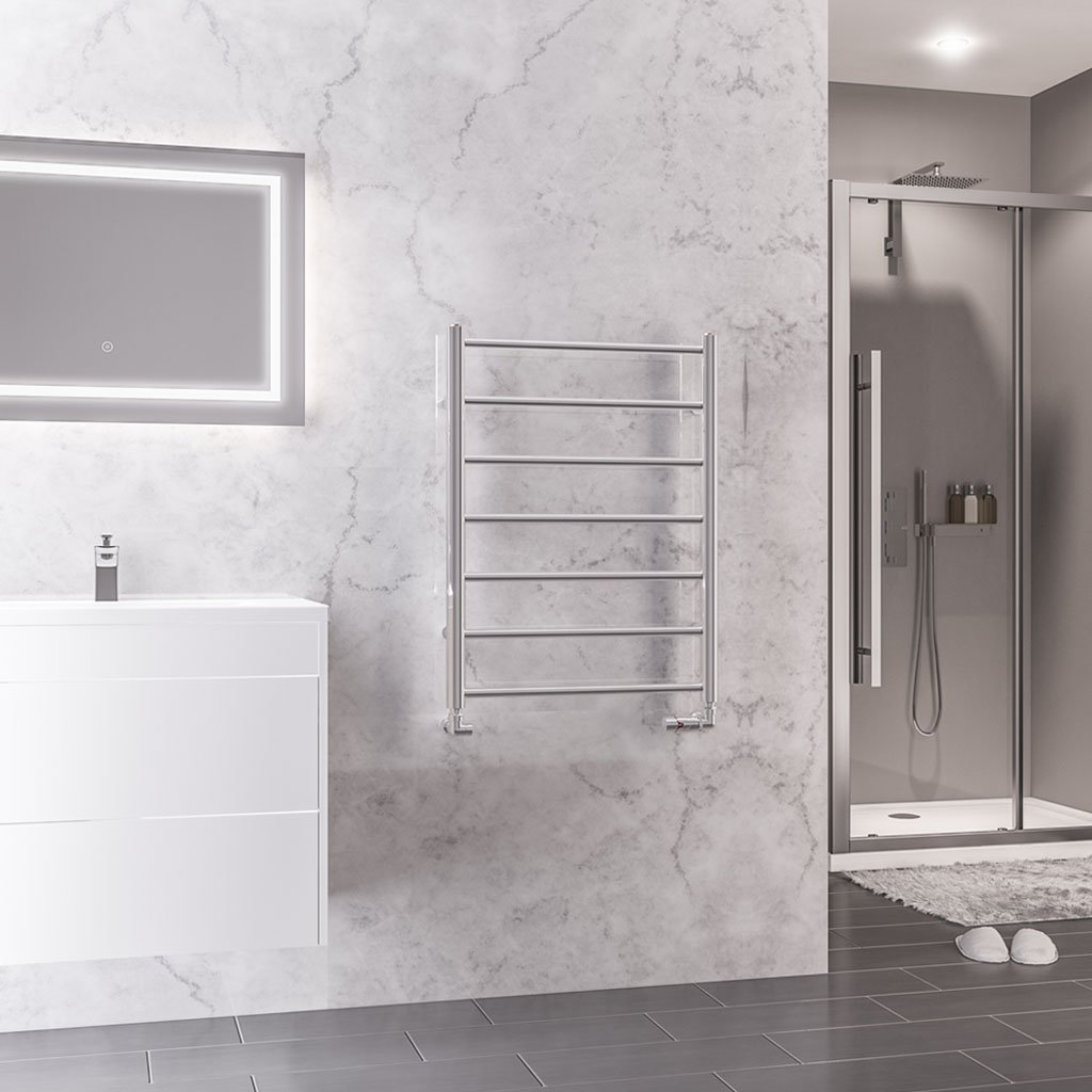Eastbrook Tuscan Round Straight Heated Towel Rail – Chrome - 800mm x 600mm