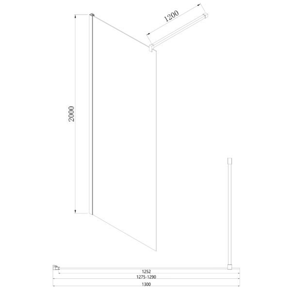 Eastbrook Vantage Easy Clean Walk-In Wetroom Glass Panel - 8mm Glass - Brushed Brass - Image 15
