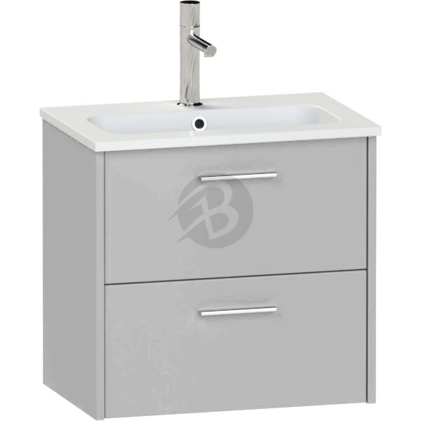 Calypso Brecon 2 Drawer Wall Hung Slim Vanity Unit With Idro Cast White Basin – 600mm Wide – 1 TH - Slate Mist