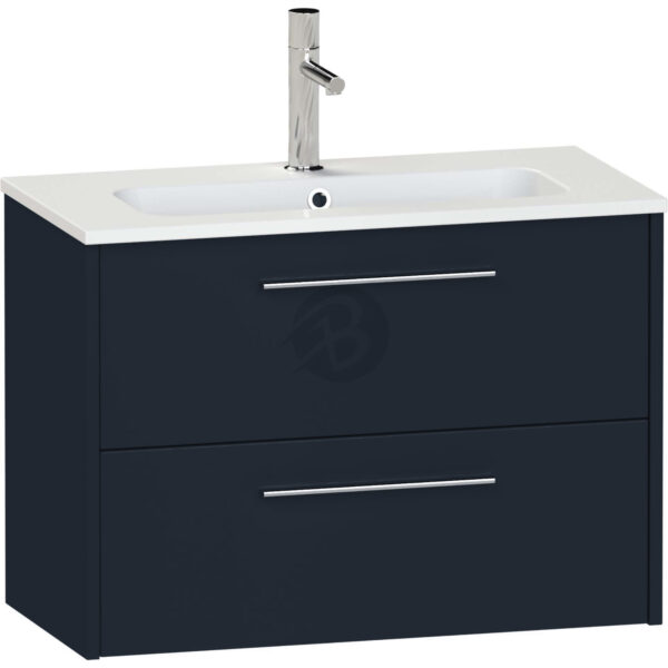 Calypso Brecon 2 Drawer Wall Hung Slim Vanity Unit With Chandler Ceramic White Basin - 800mm Wide - 1 TH