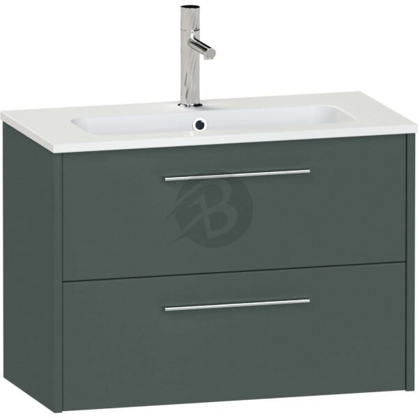 Calypso Brecon 2 Drawer Wall Hung Slim Vanity Unit With Idro Cast White Basin – 800mm Wide – 1 TH - Hunter Green