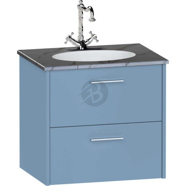 Calypso Brecon 2 Drawer Wall Hung Vanity Unit With Calypstone Aura Storm Grey Basin - 600mm Wide - No TH