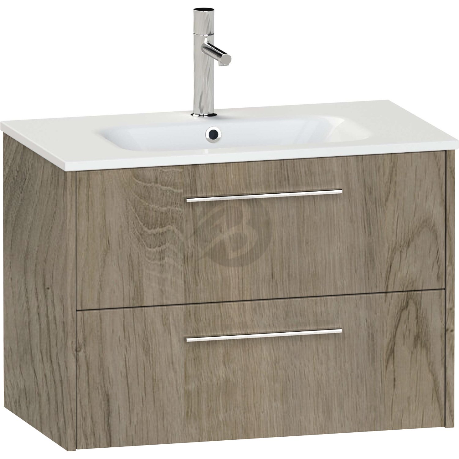 Calypso Brecon 2 Drawer Wall Hung Vanity Unit With Calypstone Aura Cirrus White Basin – 600mm Wide – No TH - Shorewood