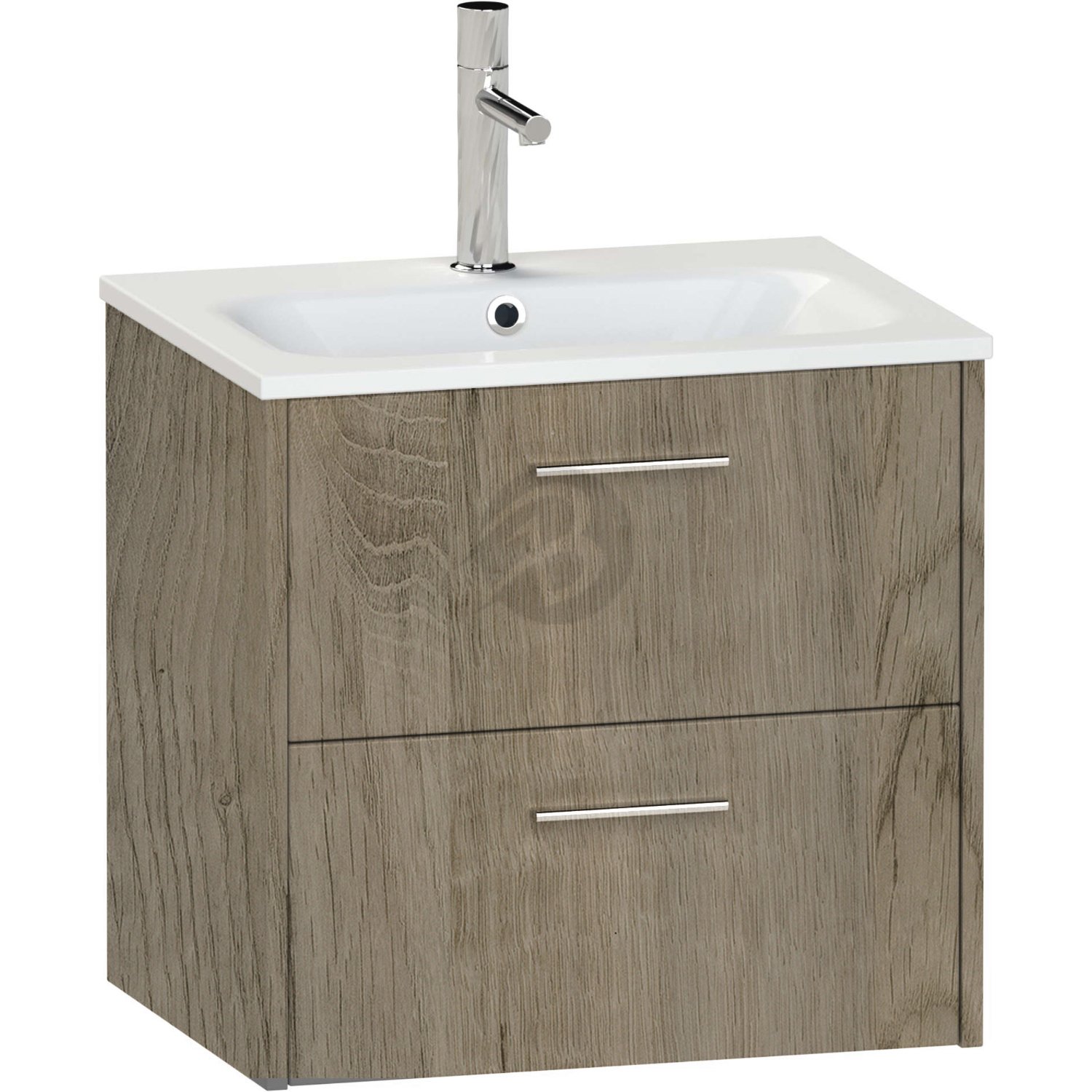 Calypso Brecon 2 Drawer Wall Hung Vanity Unit With Serrenti Ceramic White Basin – 600mm Wide – 1 TH - Shorewood