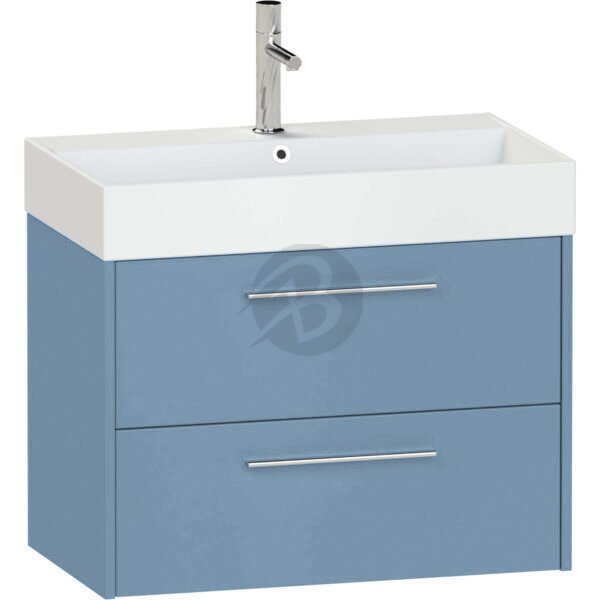 Calypso Brecon 2 Drawer Wall Hung Vanity Unit With Memphis Ceramic White Basin – 800mm Wide – 1 TH - Dusky Blue