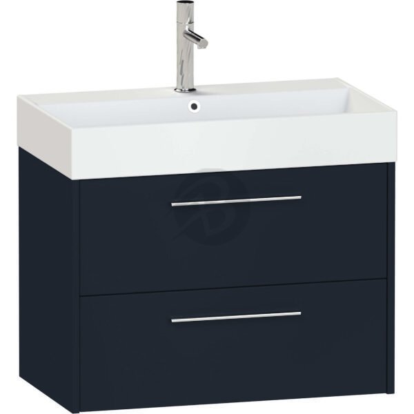 Calypso Brecon 2 Drawer Wall Hung Vanity Unit With Memphis Ceramic White Basin – 800mm Wide – 1 TH - Marine Blue