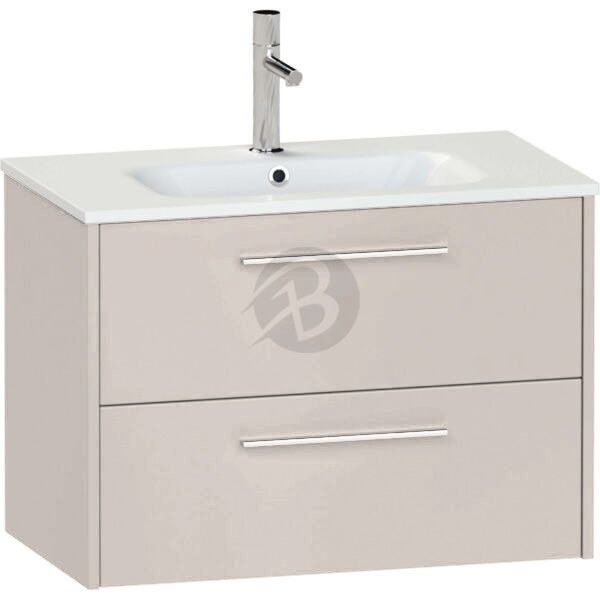 Calypso Brecon 2 Drawer Wall Hung Vanity Unit With Orani Cast Gloss White Basin – 800mm Wide – 1 TH - Stone Gloss