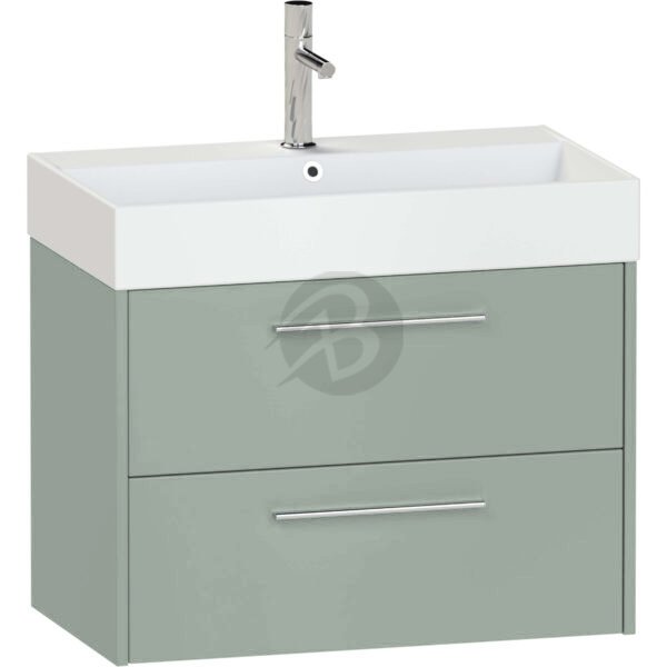 Calypso Brecon 2 Drawer Wall Hung Vanity Unit With Memphis Ceramic White Basin – 800mm Wide – 1 TH - Soft Green