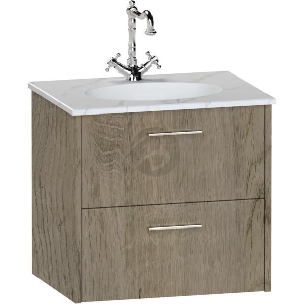 Calypso Brecon 2 Drawer Wall Hung Vanity Unit With Calypstone Aura Cirrus White Basin – 800mm Wide – No TH - Shorewood