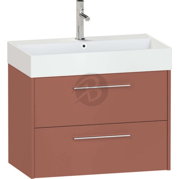 Calypso Brecon 2 Drawer Wall Hung Vanity Unit With Memphis Ceramic White Basin – 800mm Wide – 1 TH - Terracotta