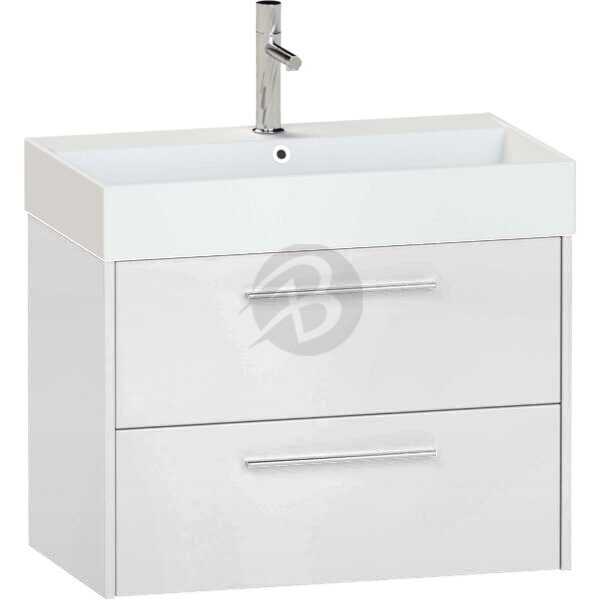 Calypso Brecon 2 Drawer Wall Hung Vanity Unit With Memphis Ceramic White Basin – 800mm Wide – 1 TH - Soft White