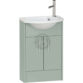 Calypso Brecon 2 Door Floor Standing Slimline Vanity Unit With Art Cast Marble White Basin - 550mm Wide - 1 TH - RH