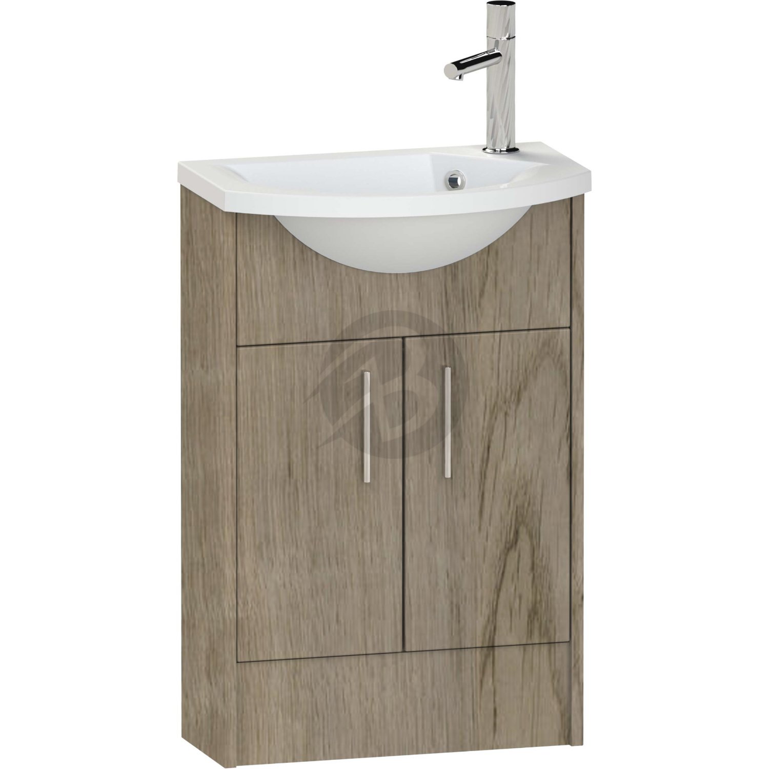Calypso Brecon 2 Door Floor Standing Slimline Vanity Unit With Art Cast Marble White Basin – 550mm Wide – 1 TH – RH - Shorewood