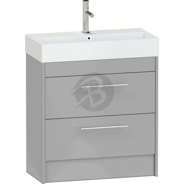 Calypso Brecon 2 Drawer Floor Standing Slim Vanity Unit With Memphis Ceramic White Basin – 600mm Wide – 1 TH - Slate Mist