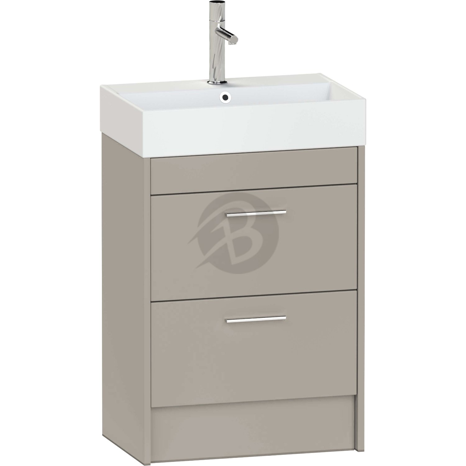 Calypso Brecon 2 Drawer Floor Standing Slim Vanity Unit With Memphis Ceramic White Basin – 800mm Wide – 1 TH - Basalt Mist