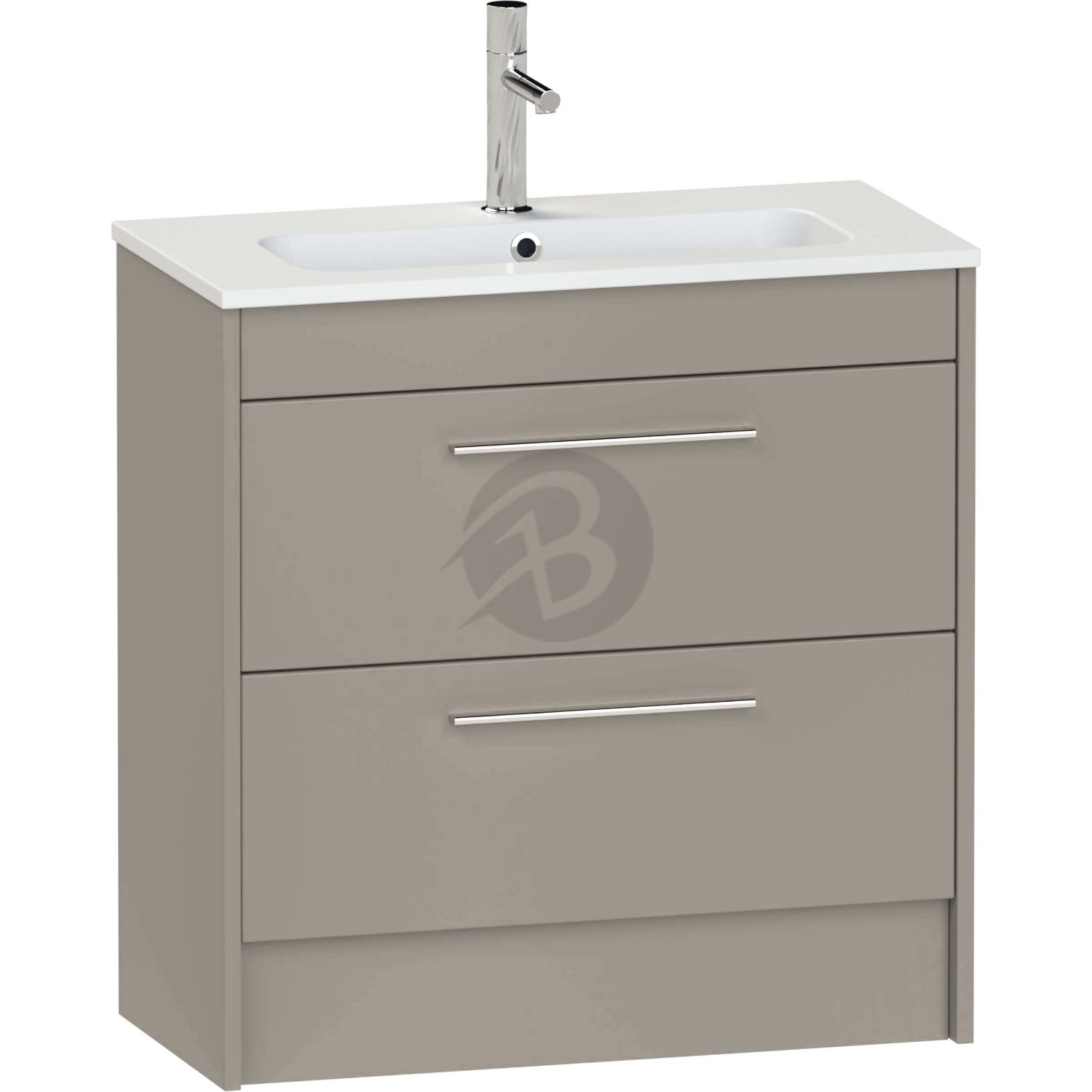 Calypso Brecon 2 Drawer Floor Standing Slim Vanity Unit With Chandler Ceramic White Basin – 800mm Wide – 1 TH - Basalt Mist