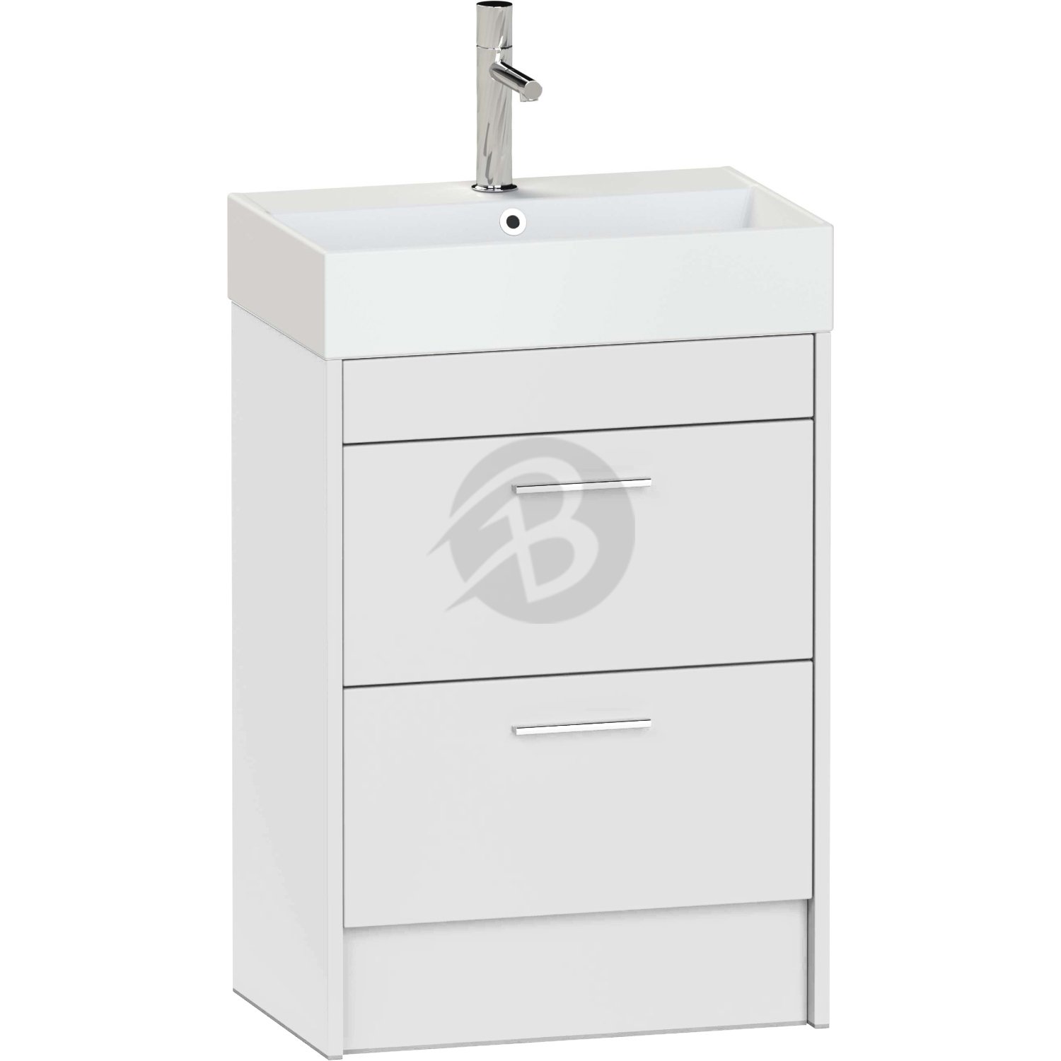 Calypso Brecon 2 Drawer Floor Standing Slim Vanity Unit With Memphis Ceramic White Basin – 800mm Wide – 1 TH - Pebble
