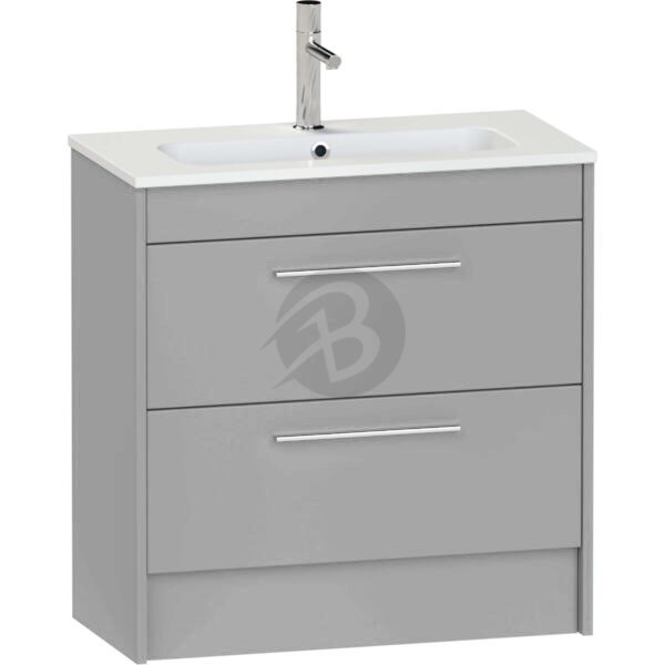 Calypso Brecon 2 Drawer Floor Standing Slim Vanity Unit With Idro Cast White Basin – 800mm Wide – 1 TH - Slate Mist