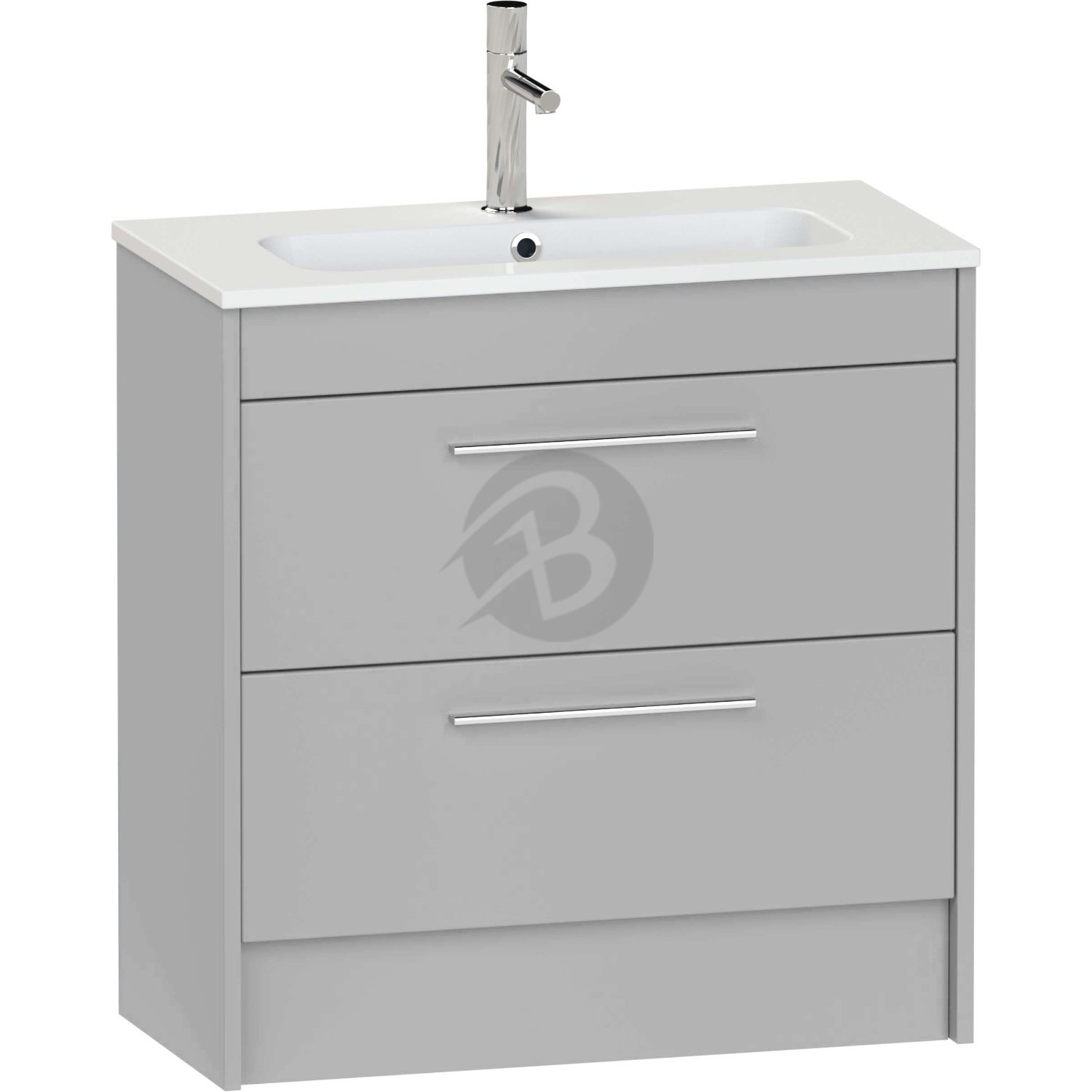 Calypso Brecon 2 Drawer Floor Standing Slim Vanity Unit With Chandler Ceramic White Basin – 800mm Wide – 1 TH - Slate Mist