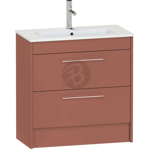 Calypso Brecon 2 Drawer Floor Standing Slim Vanity Unit With Idro Cast White Basin – 800mm Wide – 1 TH - Terracotta
