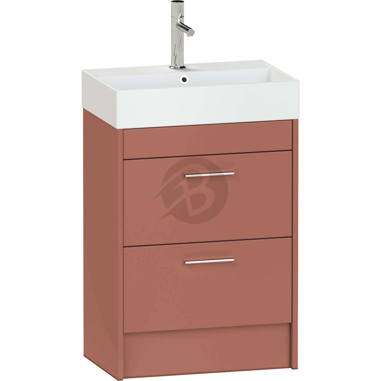 Calypso Brecon 2 Drawer Floor Standing Slim Vanity Unit With Memphis Ceramic White Basin – 800mm Wide – 1 TH - Terracotta