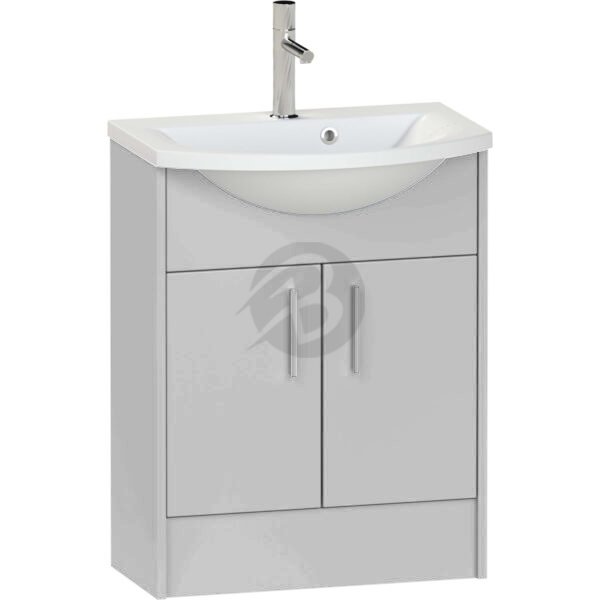 Calypso Brecon 2 Door Floor Standing Vanity Unit With Art Cast Marble White Basin – 650mm Wide – 1 TH - Slate Mist