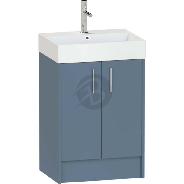 Calypso Brecon 2 Door Floor Standing Vanity Unit With Memphis Ceramic White Basin – 600mm Wide – 1 TH - Dark Sapphire