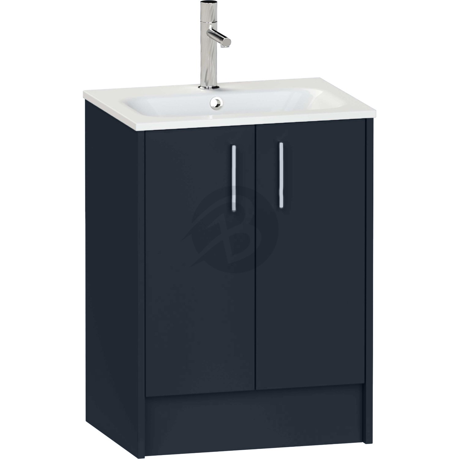 Calypso Brecon 2 Door Floor Standing Vanity Unit With Serrenti Ceramic White Basin – 600mm Wide – 1 TH - Marine Blue