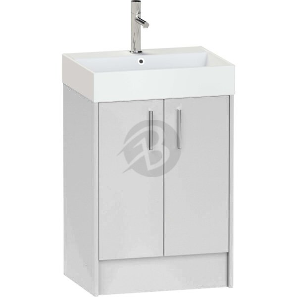 Calypso Brecon 2 Door Floor Standing Vanity Unit With Memphis Ceramic White Basin – 600mm Wide – 1 TH - Pebble