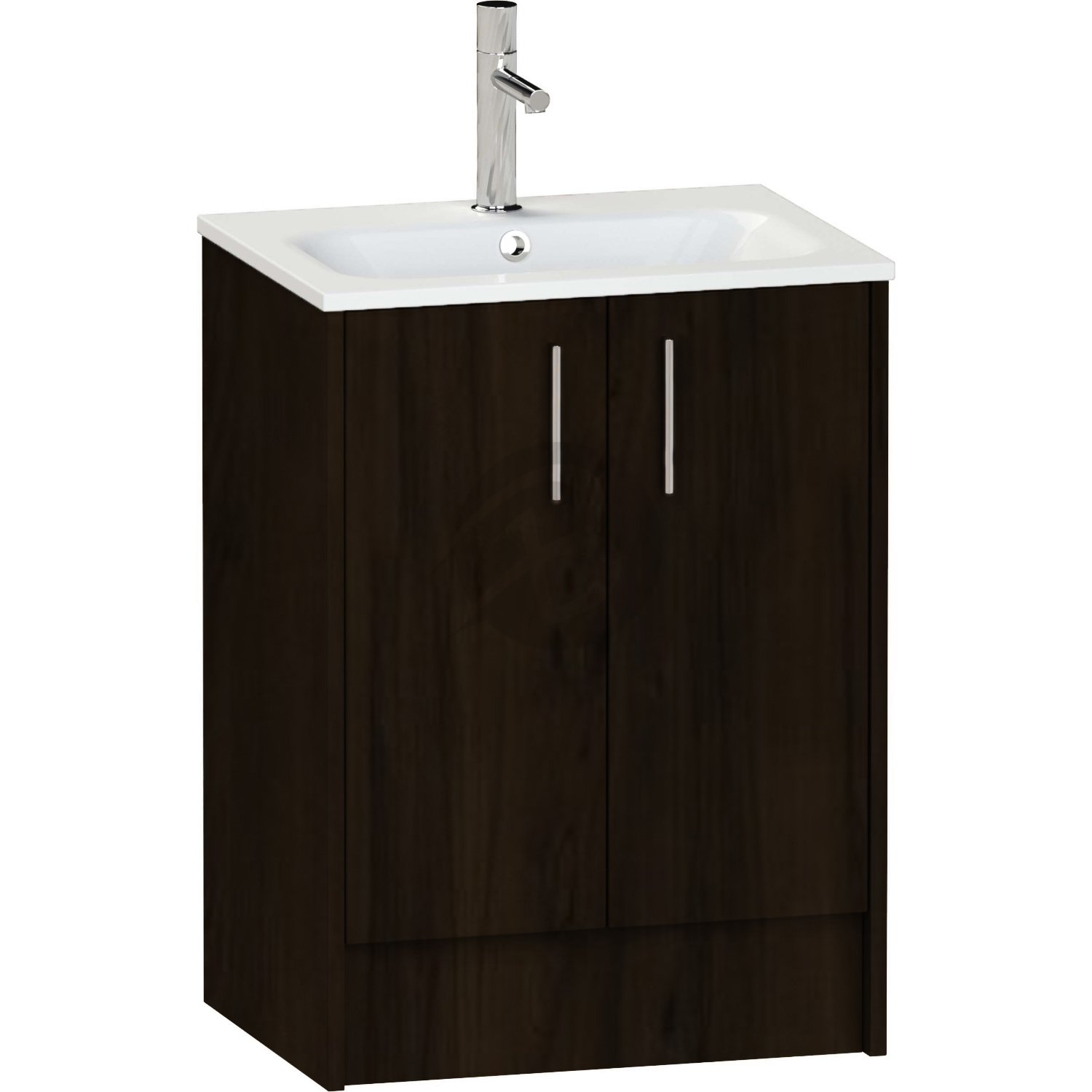 Calypso Brecon 2 Door Floor Standing Vanity Unit With Serrenti Ceramic White Basin – 600mm Wide – 1 TH - Persian Walnut