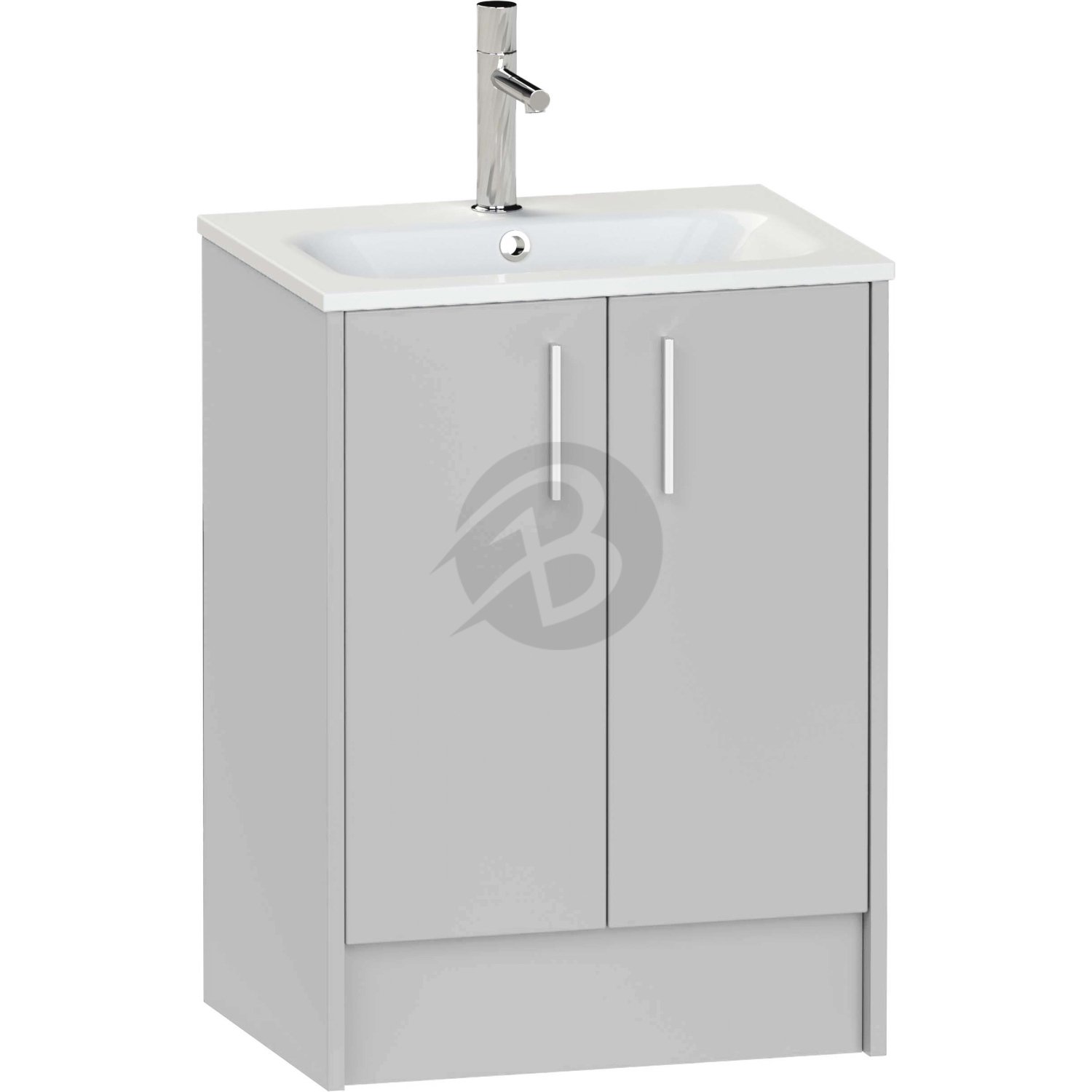 Calypso Brecon 2 Door Floor Standing Vanity Unit With Serrenti Ceramic White Basin – 600mm Wide – 1 TH - Slate Mist