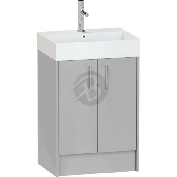 Calypso Brecon 2 Door Floor Standing Vanity Unit With Memphis Ceramic White Basin – 600mm Wide – 1 TH - Slate Mist