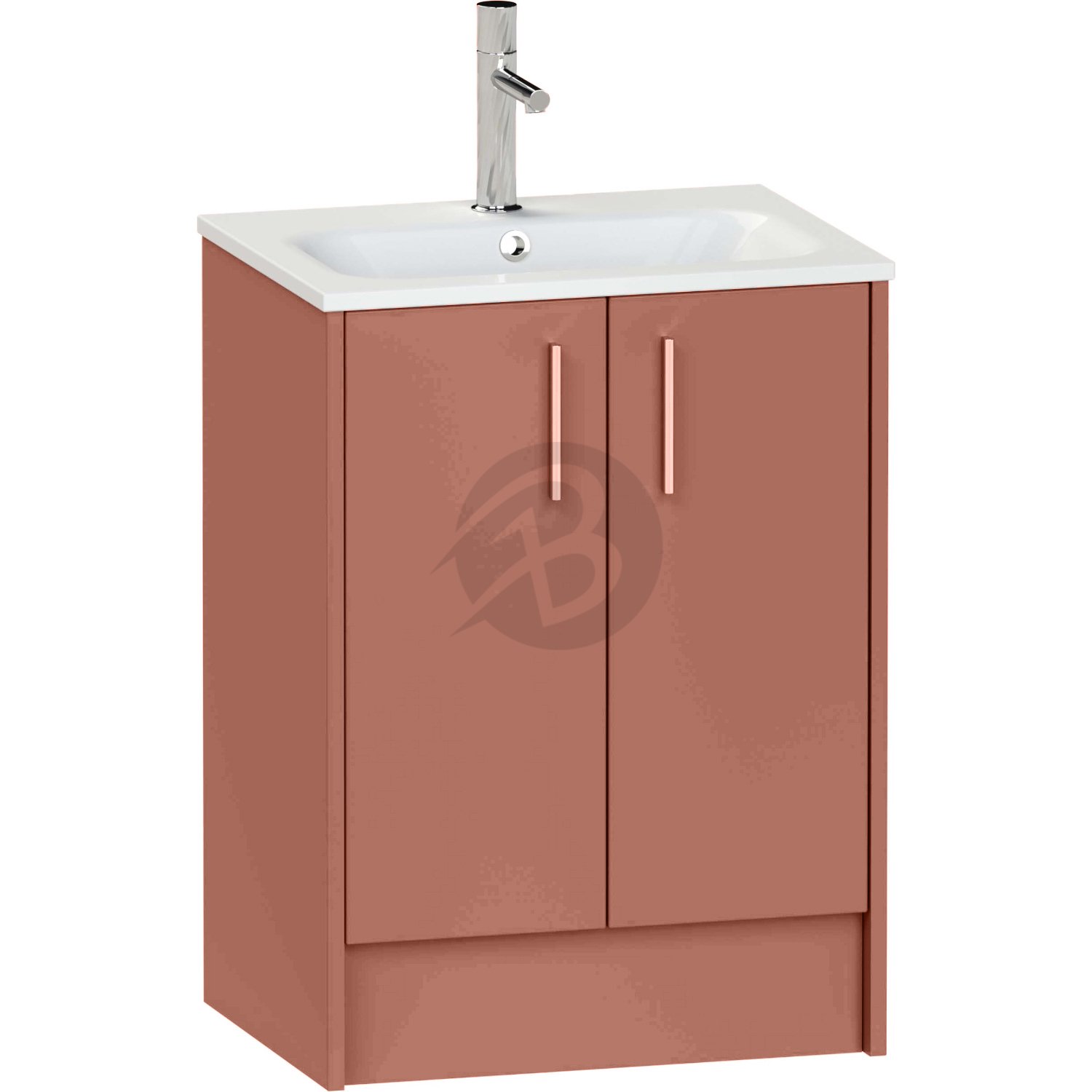 Calypso Brecon 2 Door Floor Standing Vanity Unit With Serrenti Ceramic White Basin – 600mm Wide – 1 TH - Terracotta